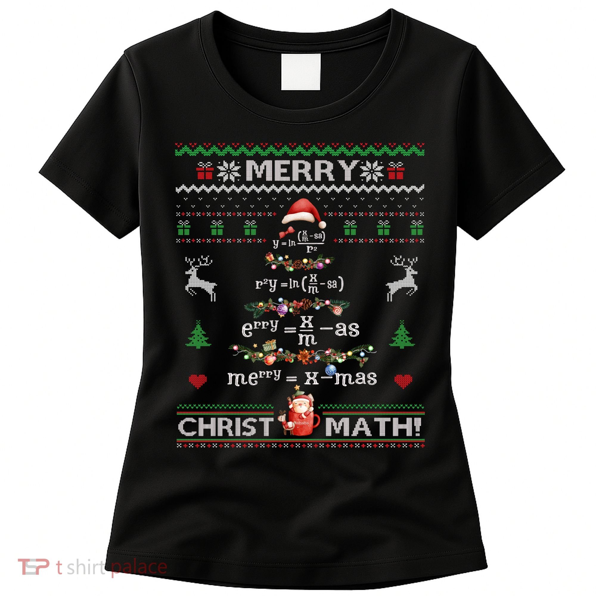 Merry Christmath Math Christmas Tree Ugly Sweater Teacher Women's T-Shirt
