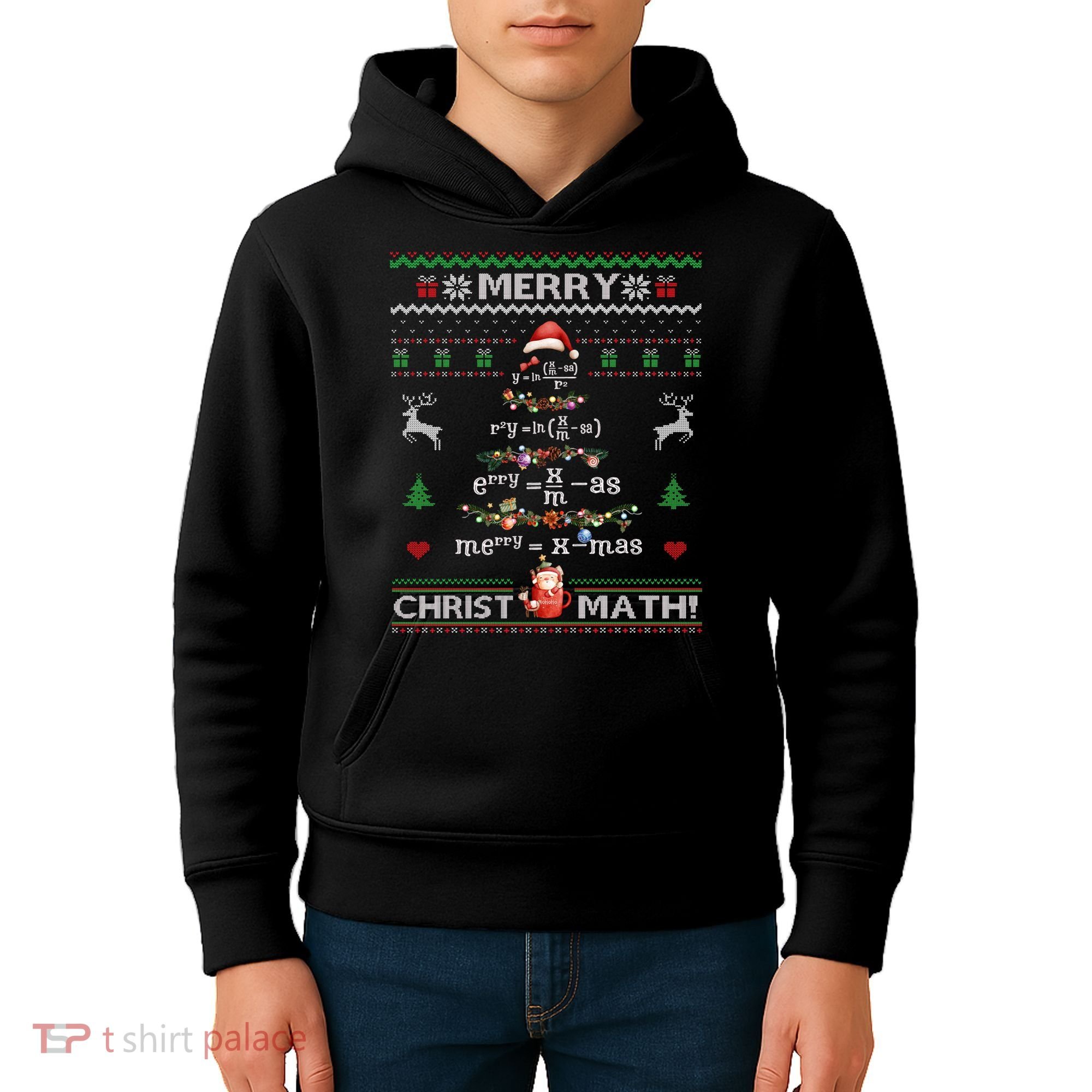 Merry Christmath Math Christmas Tree Ugly Sweater Teacher Kids Hoodie