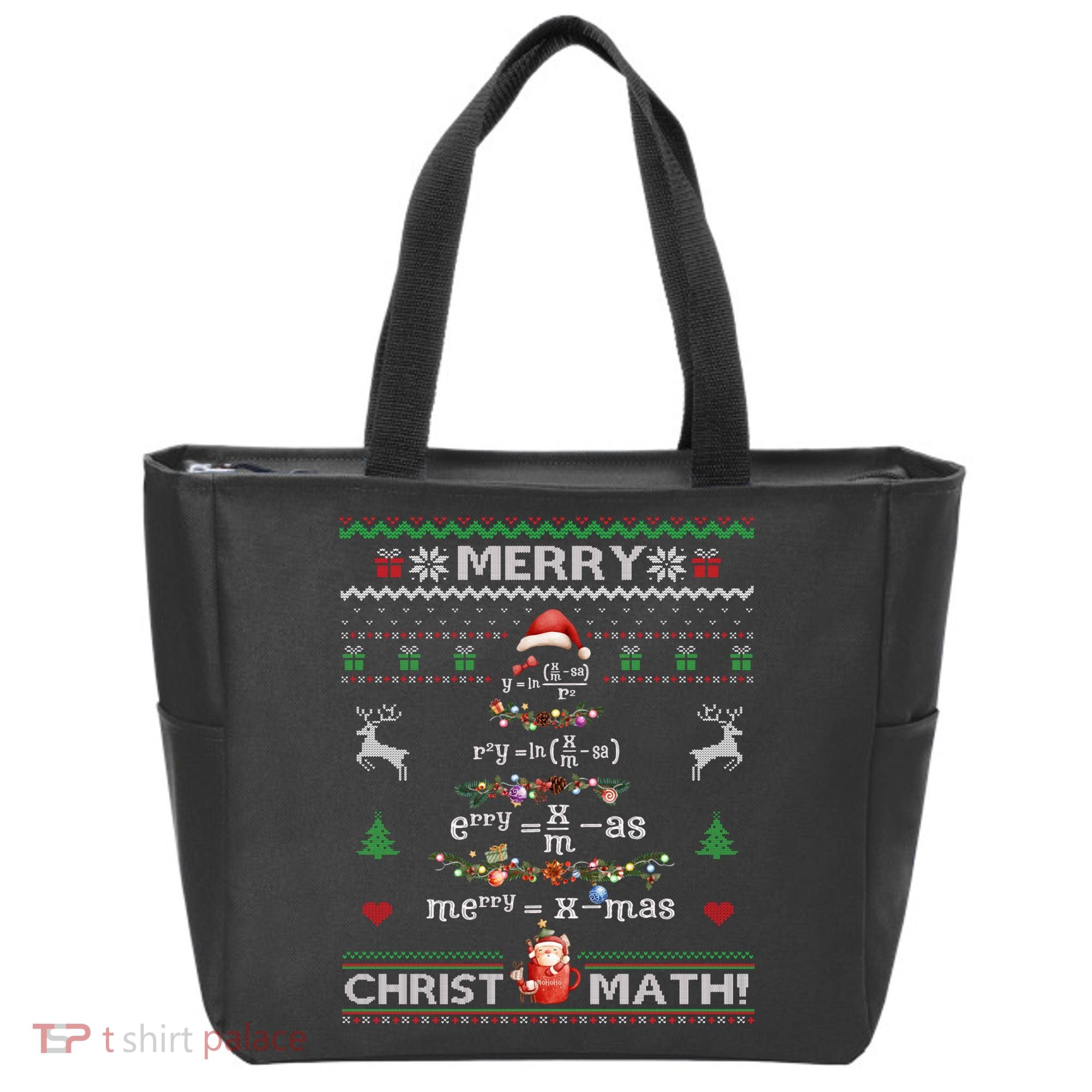 Merry Christmath Math Christmas Tree Ugly Sweater Teacher Tote Bag