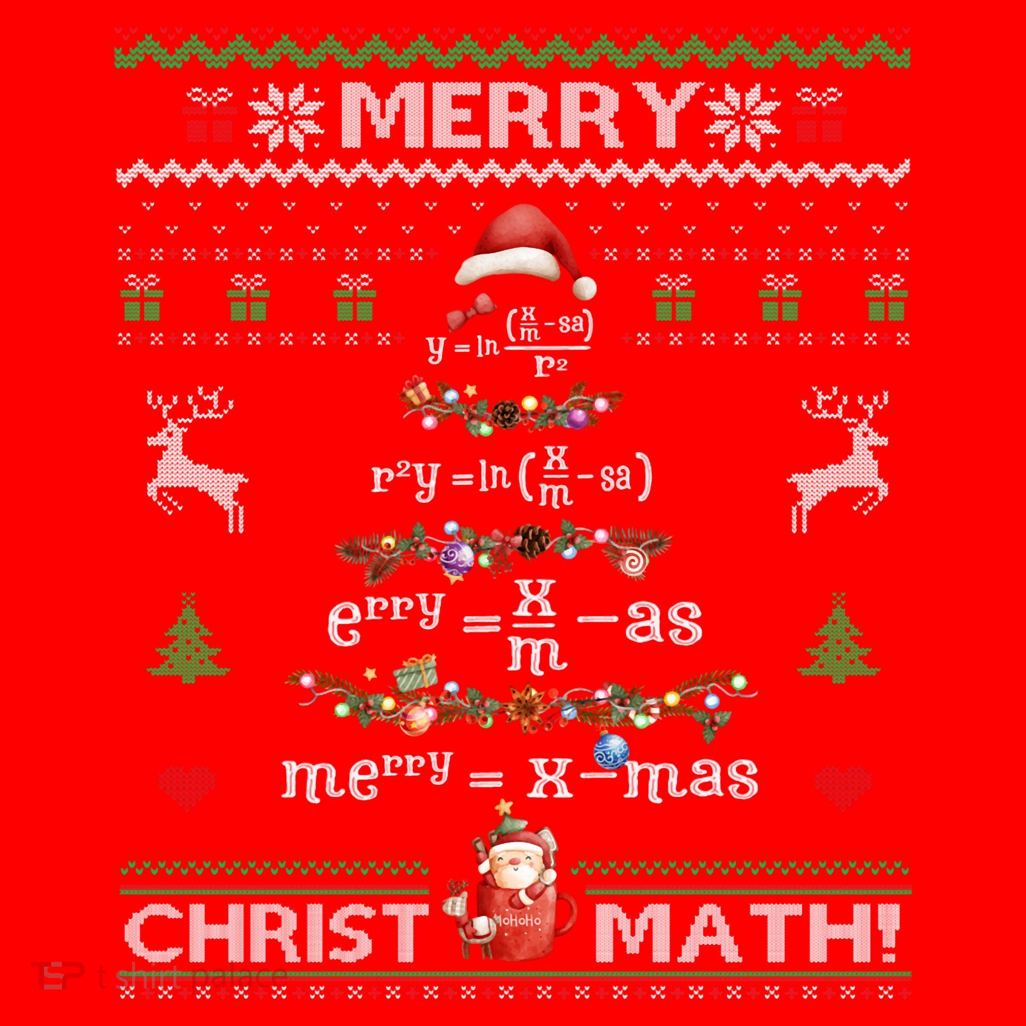 Merry Christmath Math Christmas Tree Ugly Sweater Teacher Santa Hat