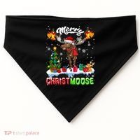 Merry Christmoose Merry Christmas Xmas Lights Santa Moose Long Sleeve USA-Made Doggie Bandana thumb 0