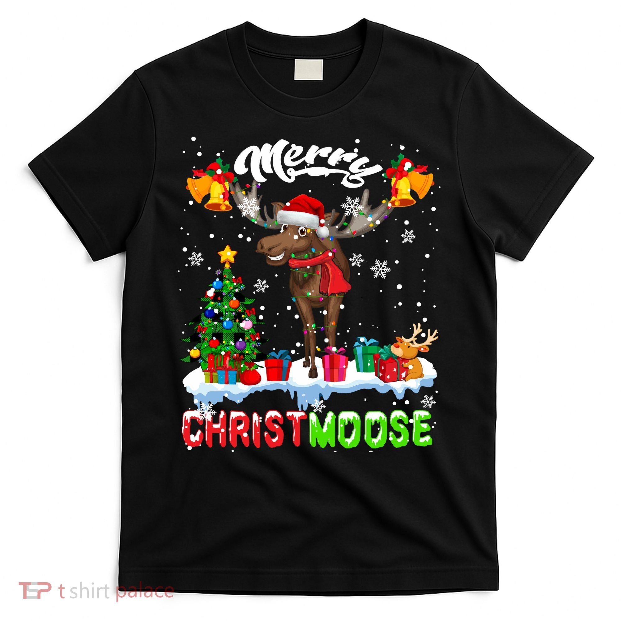 Merry Christmoose Merry Christmas Xmas Lights Santa Moose Long Sleeve T-Shirt