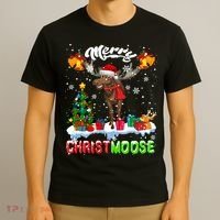 Merry Christmoose Merry Christmas Xmas Lights Santa Moose Long Sleeve T-Shirt thumb 3