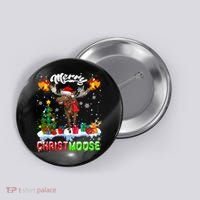 Merry Christmoose Merry Christmas Xmas Lights Santa Moose Long Sleeve Button thumb 0