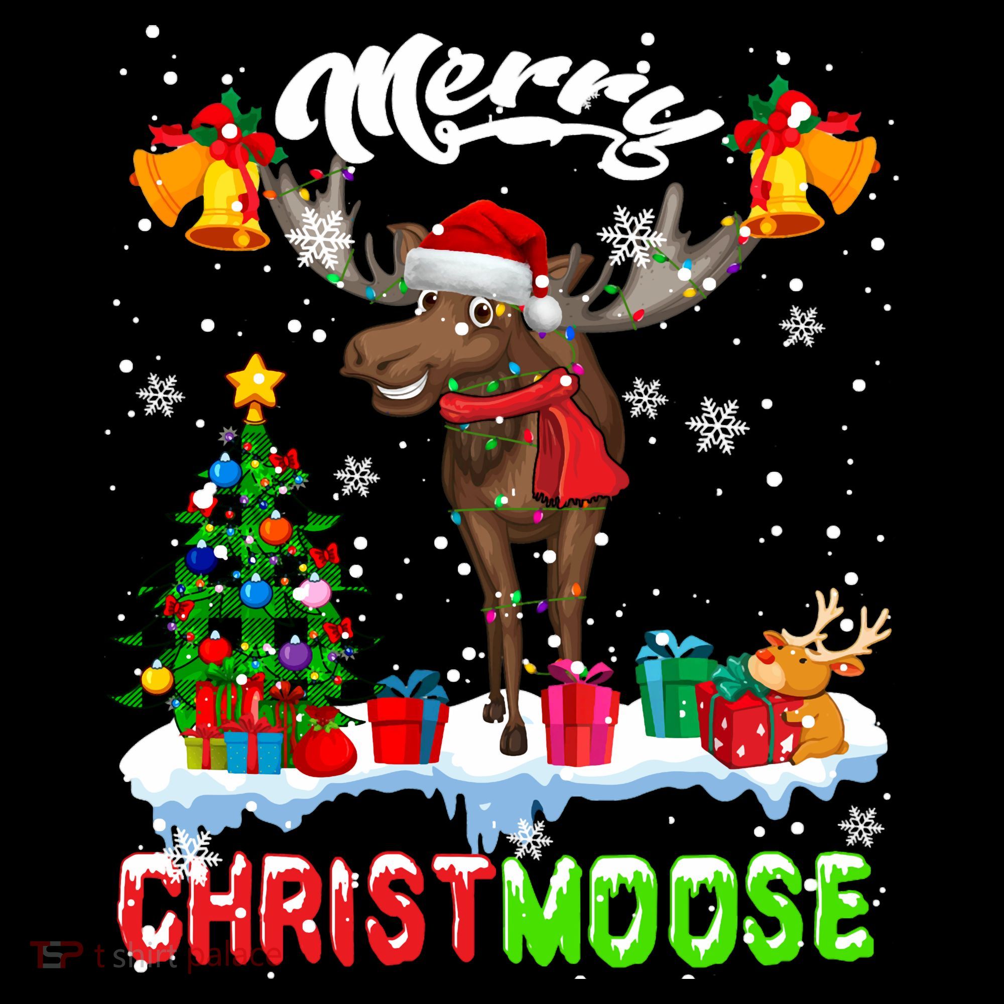 Merry Christmoose Merry Christmas Xmas Lights Santa Moose Long Sleeve Coffee Mug