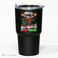 Merry Christmoose Merry Christmas Xmas Lights Santa Moose Long Sleeve Tumbler thumb 0