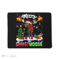 Merry Christmoose Merry Christmas Xmas Lights Santa Moose Long Sleeve Mousepad thumb 0