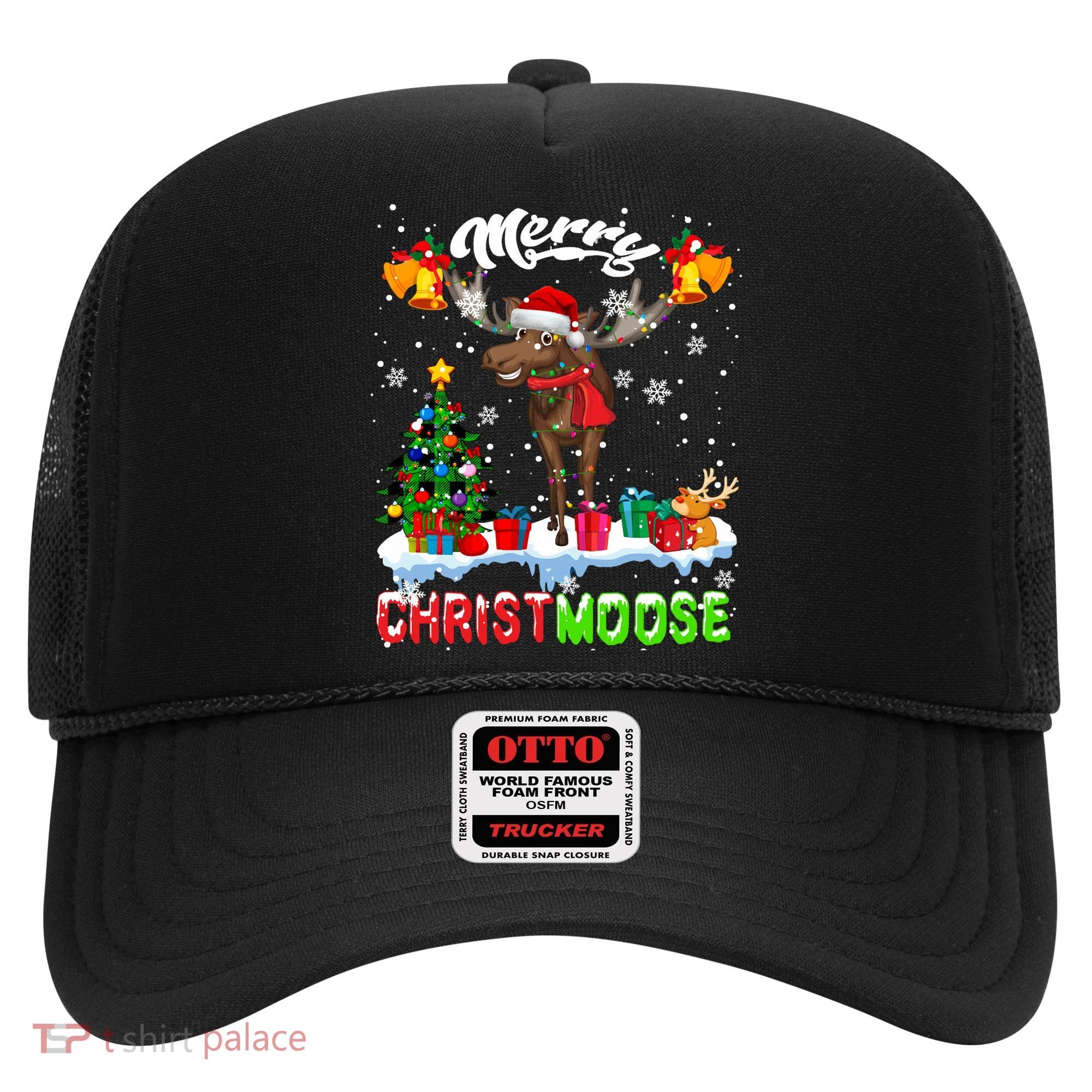 Merry Christmoose Merry Christmas Xmas Lights Santa Moose Long Sleeve Hat