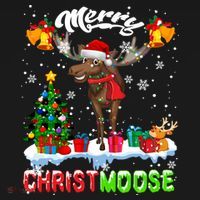 Merry Christmoose Merry Christmas Xmas Lights Santa Moose Long Sleeve Tank Top thumb 6