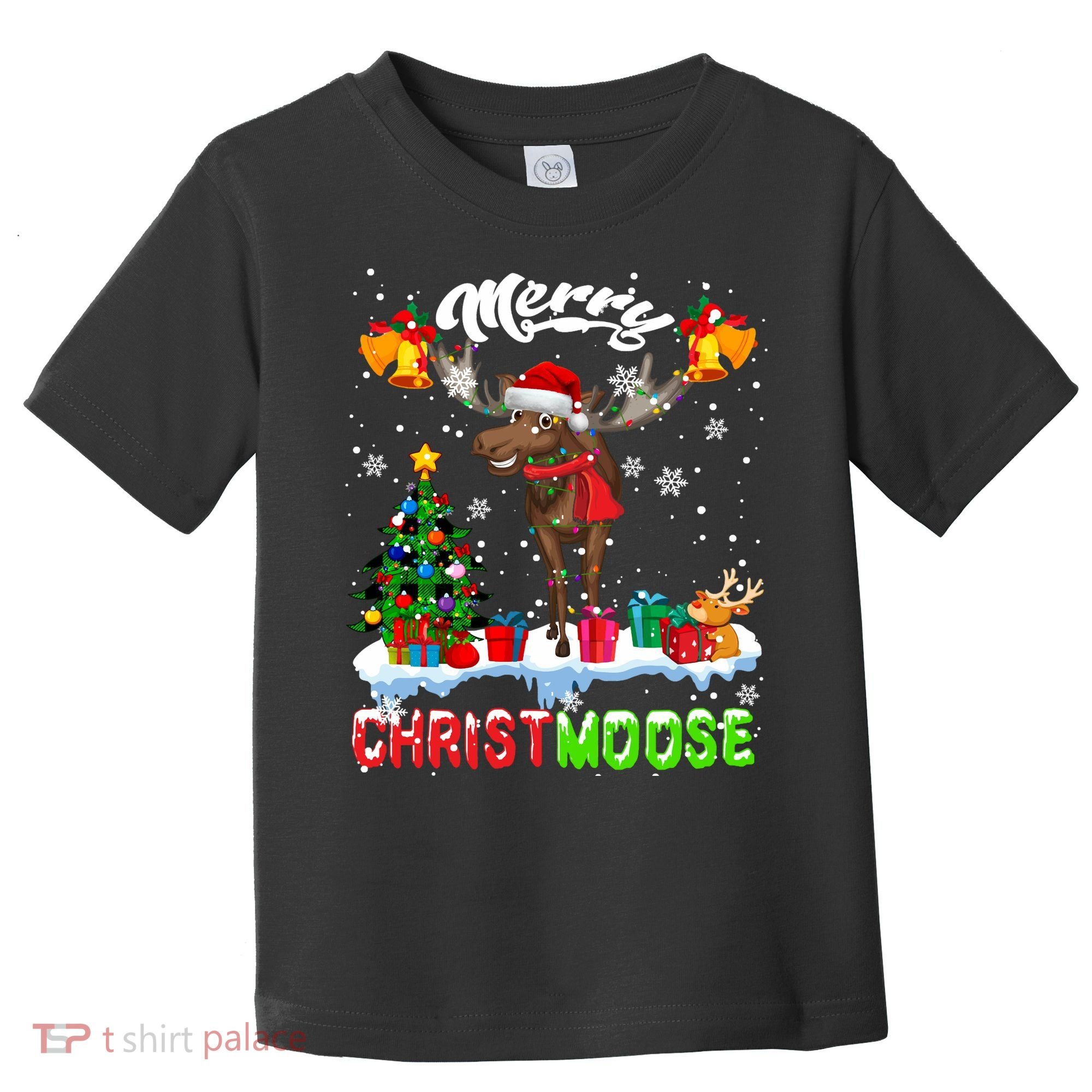 Merry Christmoose Merry Christmas Xmas Lights Santa Moose Long Sleeve Toddler T-Shirt