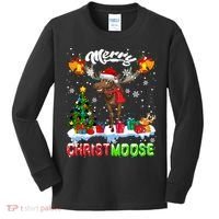 Merry Christmoose Merry Christmas Xmas Lights Santa Moose Long Sleeve Kids Long Sleeve Shirt thumb 0