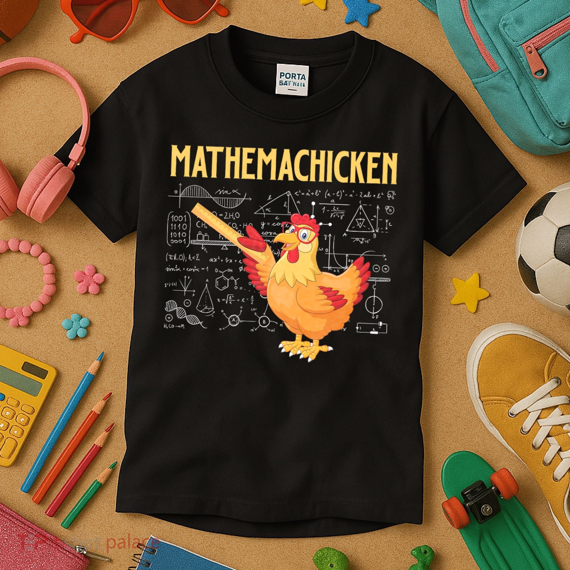 Mathemachicken Chicken Math Lover Animal Poultry Owner Kids T-Shirt