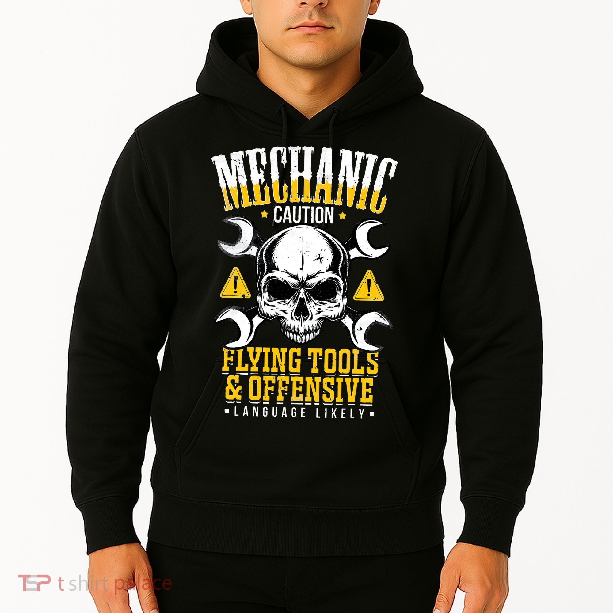 Mechanic Caution Message Funny Auto Mechanic Hoodie