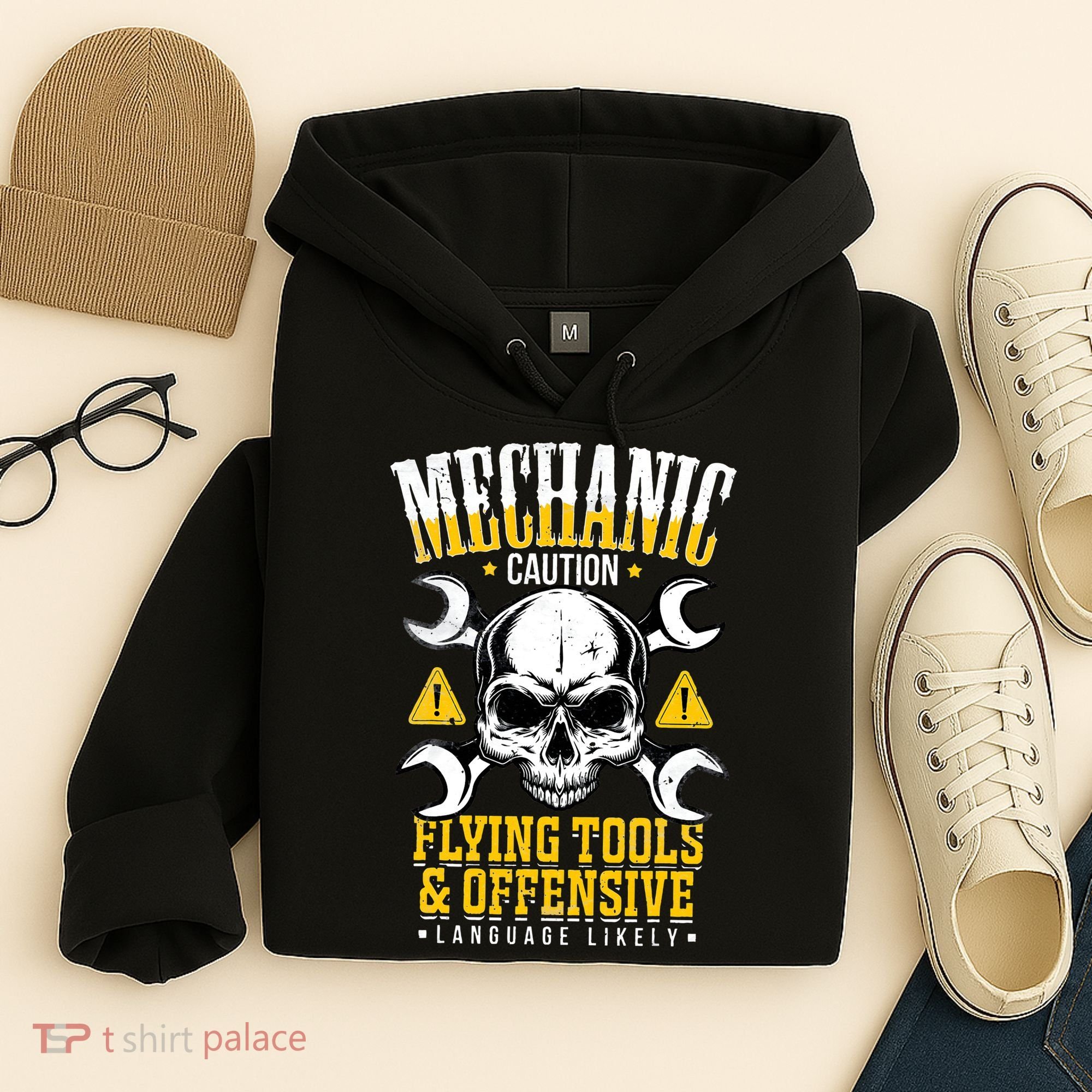 Mechanic Caution Message Funny Auto Mechanic Hoodie