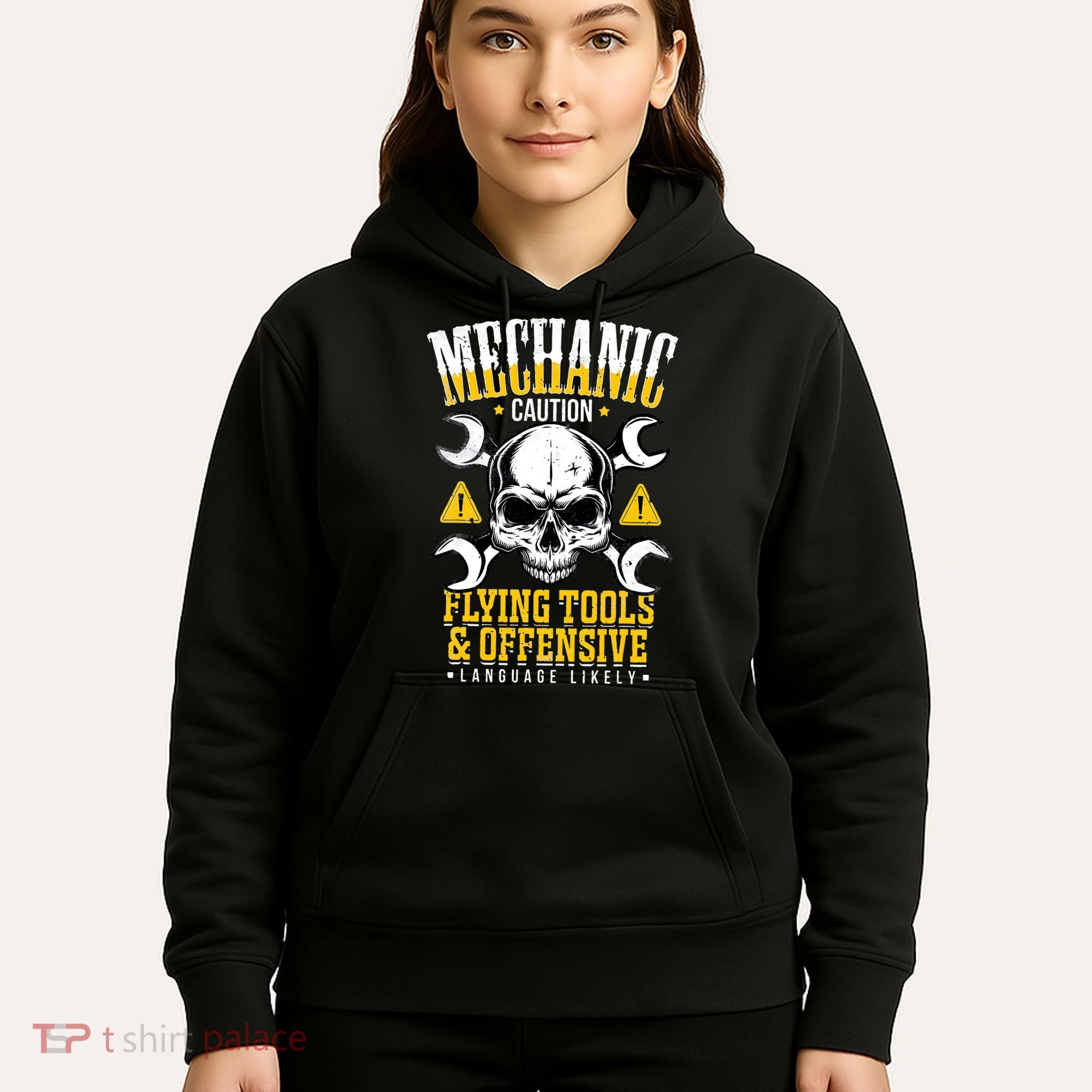 Mechanic Caution Message Funny Auto Mechanic Hoodie