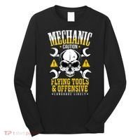 Mechanic Caution Message Funny Auto Mechanic Long Sleeve Shirt thumb 0