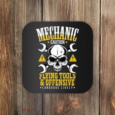 Mechanic Caution Message Funny Auto Mechanic Coaster