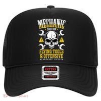 Mechanic Caution Message Funny Auto Mechanic Hat thumb 0