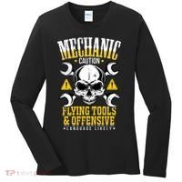 Mechanic Caution Message Funny Auto Mechanic Women's Long Sleeve Shirt thumb 0
