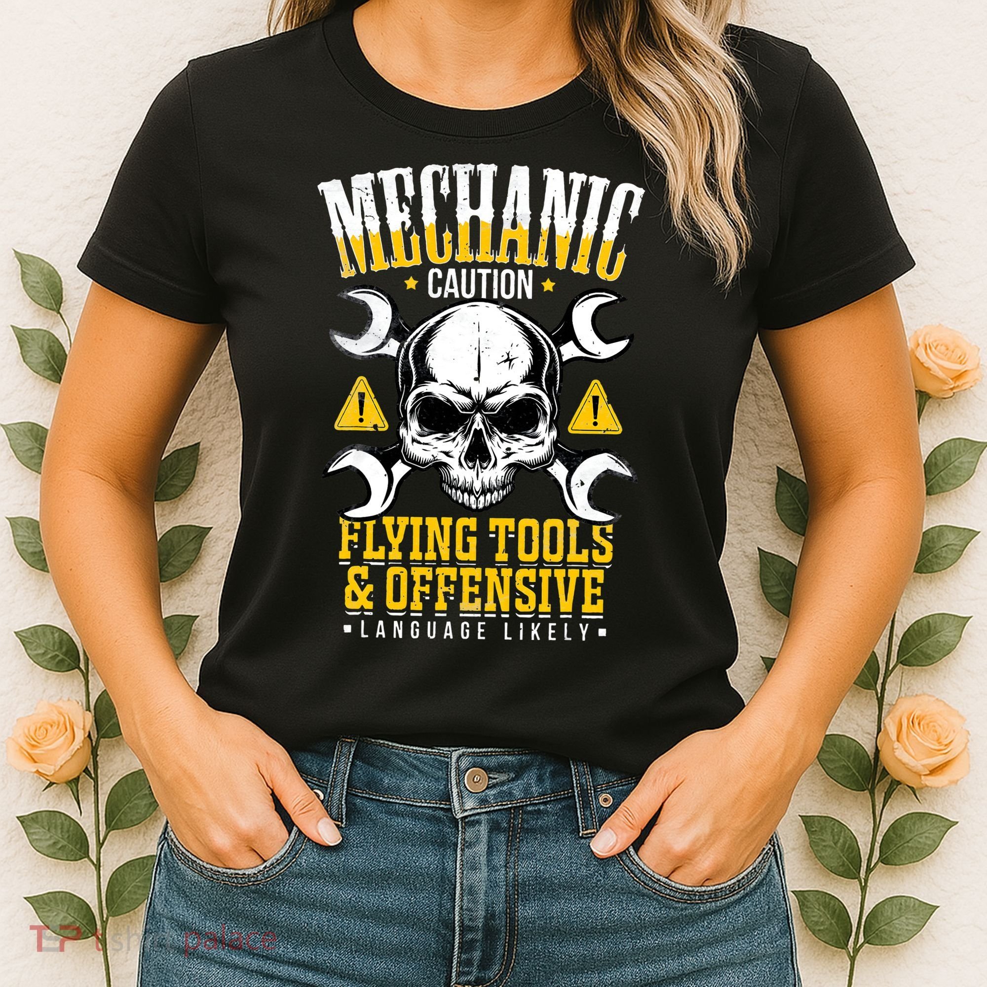 Mechanic Caution Message Funny Auto Mechanic Women's T-Shirt