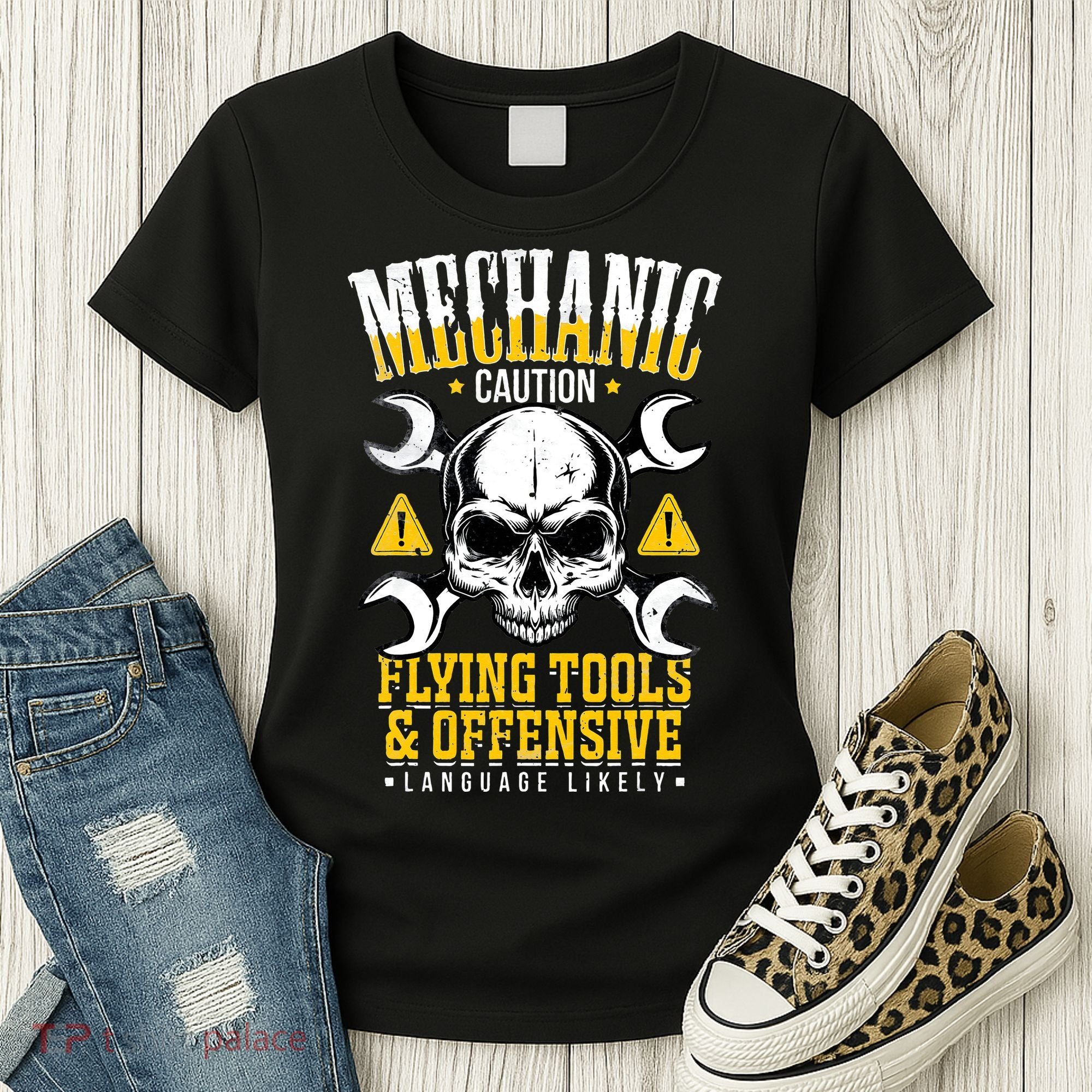 Mechanic Caution Message Funny Auto Mechanic Women's T-Shirt