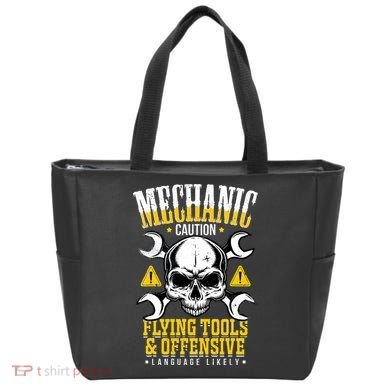 Mechanic Caution Message Funny Auto Mechanic Tote Bag