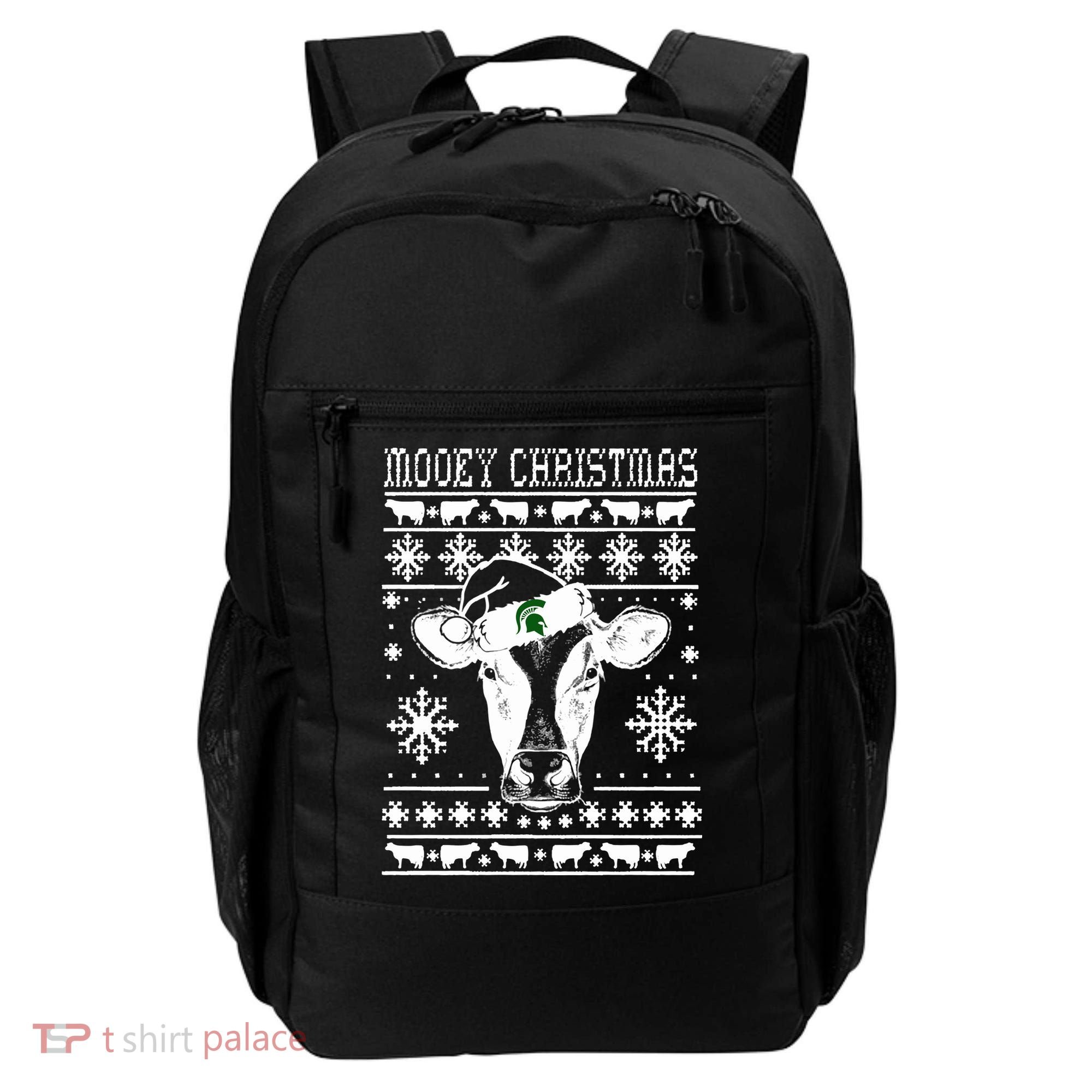 Mooey Christmas Michigan State Farmer Ugle Animals Cow Backpack