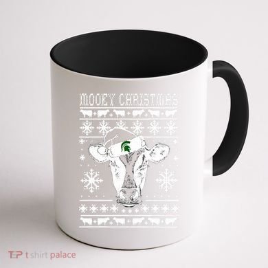 Mooey Christmas Michigan State Farmer Ugle Animals Cow Coffee Mug back