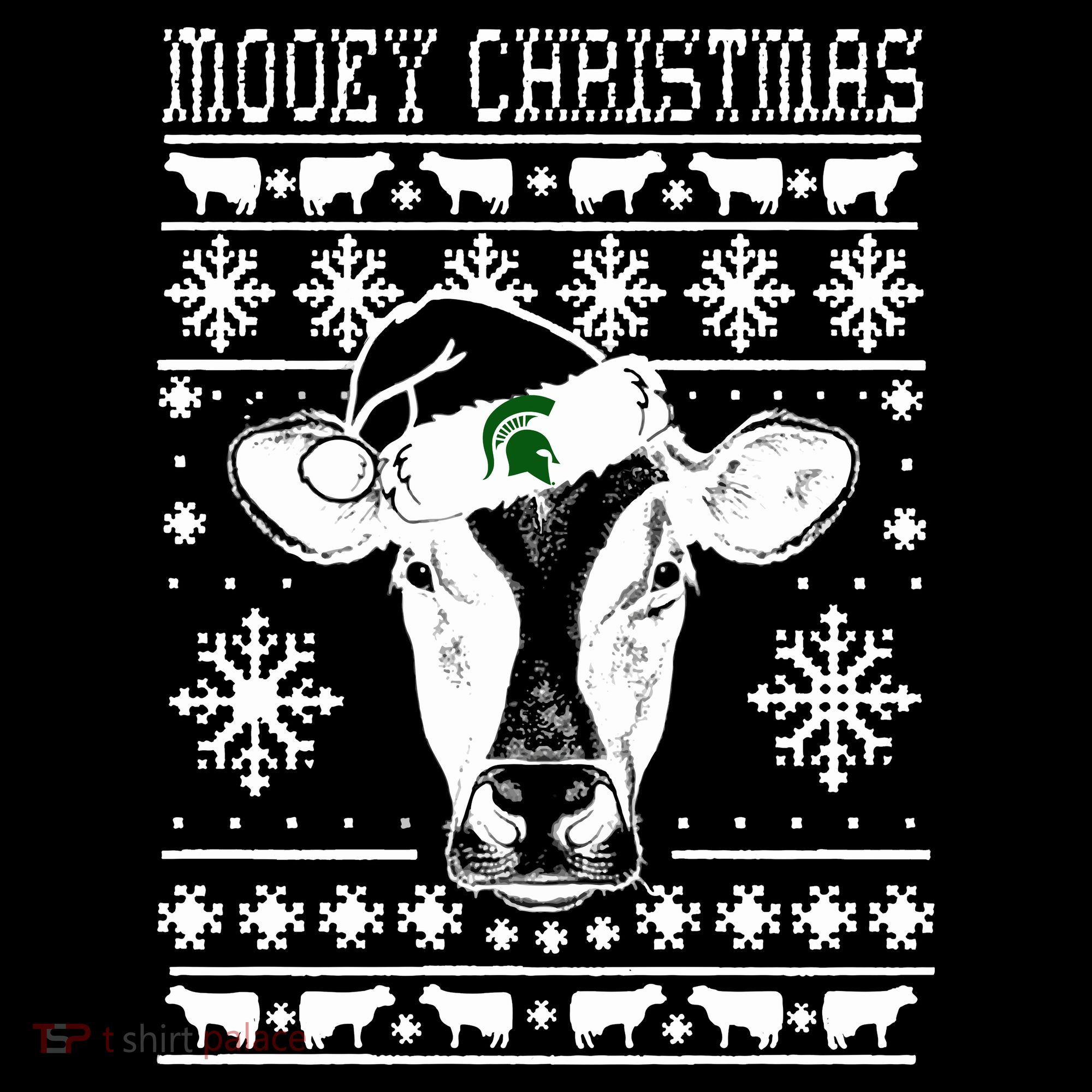 Mooey Christmas Michigan State Farmer Ugle Animals Cow Women's Hoodie