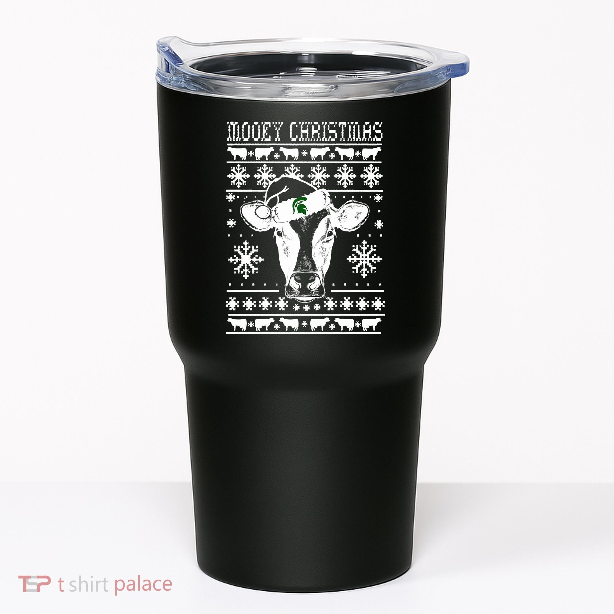 Mooey Christmas Michigan State Farmer Ugle Animals Cow Tumbler