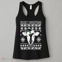 Mooey Christmas Michigan State Farmer Ugle Animals Cow Women's Tank Top thumb 3