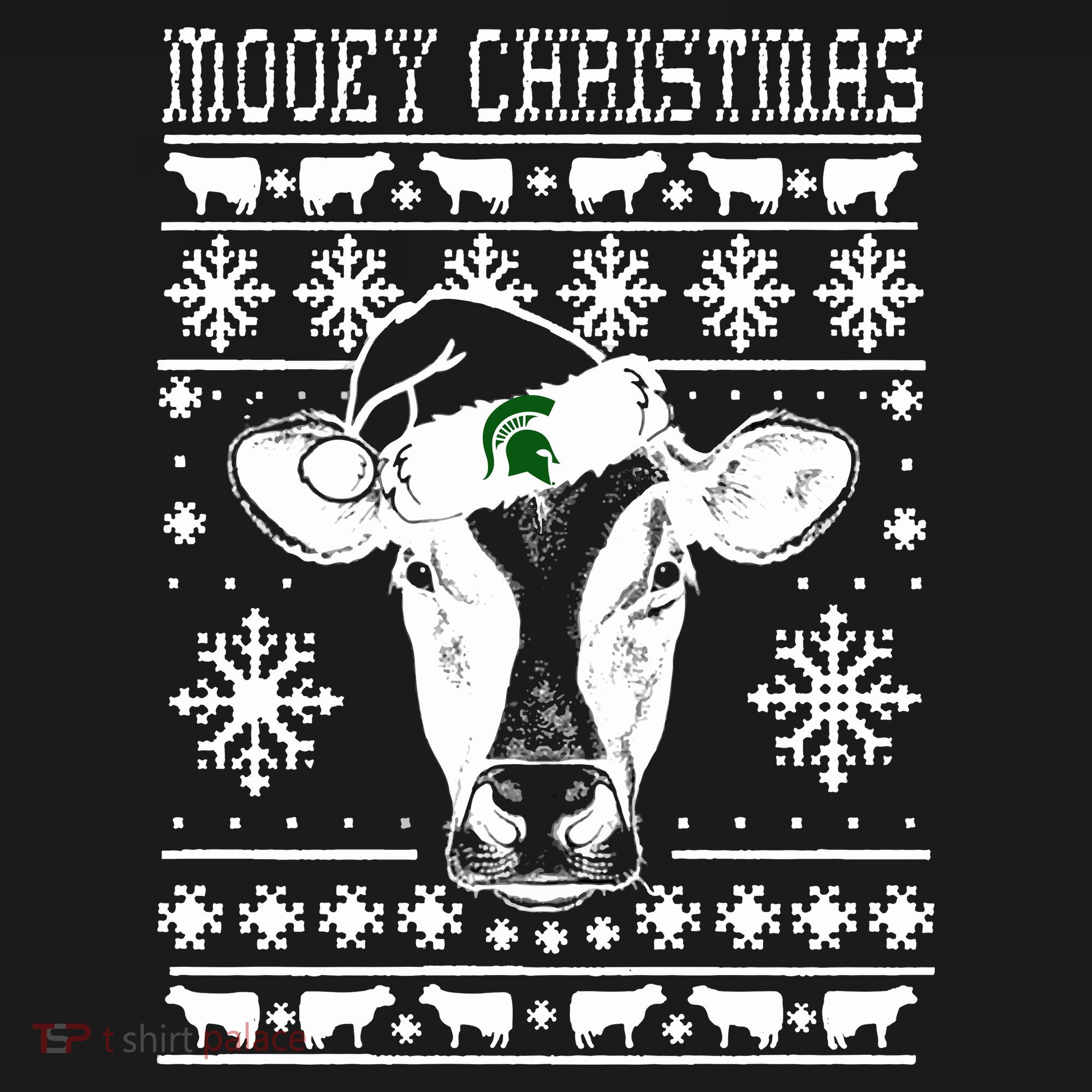 Mooey Christmas Michigan State Farmer Ugle Animals Cow Women's Tank Top