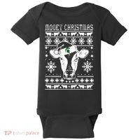 Mooey Christmas Michigan State Farmer Ugle Animals Cow Baby Bodysuit thumb 0