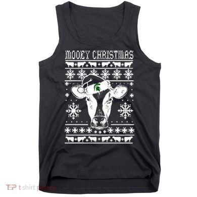 Mooey Christmas Michigan State Farmer Ugle Animals Cow Tank Top