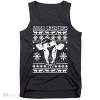 Mooey Christmas Michigan State Farmer Ugle Animals Cow Tank Top thumb 0