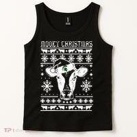 Mooey Christmas Michigan State Farmer Ugle Animals Cow Tank Top thumb 2