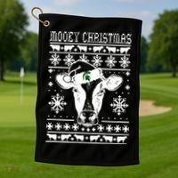 Mooey Christmas Michigan State Farmer Ugle Animals Cow Golf Towel thumb 1