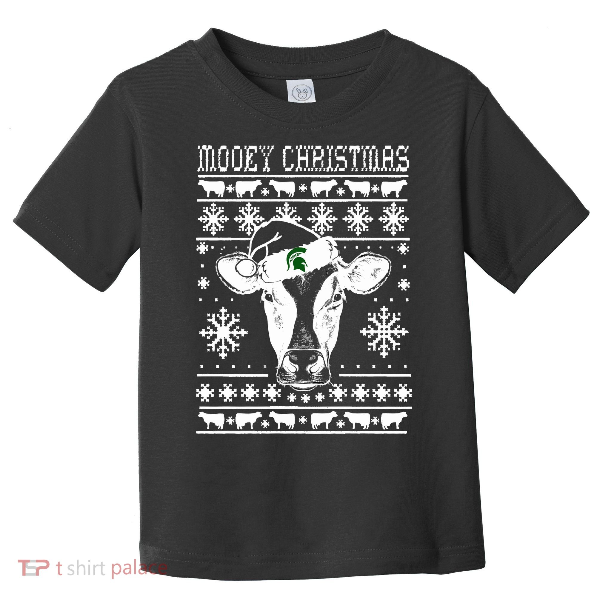 Mooey Christmas Michigan State Farmer Ugle Animals Cow Toddler T-Shirt