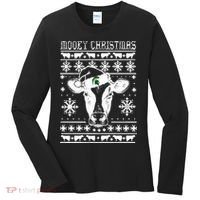 Mooey Christmas Michigan State Farmer Ugle Animals Cow Women's Long Sleeve Shirt thumb 0