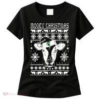 Mooey Christmas Michigan State Farmer Ugle Animals Cow Women's T-Shirt thumb 0