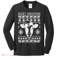 Mooey Christmas Michigan State Farmer Ugle Animals Cow Kids Long Sleeve Shirt thumb 0