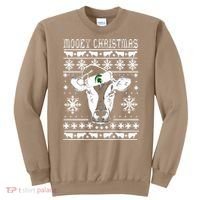 Mooey Christmas Michigan State Farmer Ugle Animals Cow Sweatshirt thumb 0