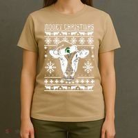 Mooey Christmas Michigan State Farmer Ugle Animals Cow T-Shirt thumb 4