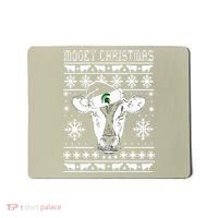 Mooey Christmas Michigan State Farmer Ugle Animals Cow Mousepad thumb 0