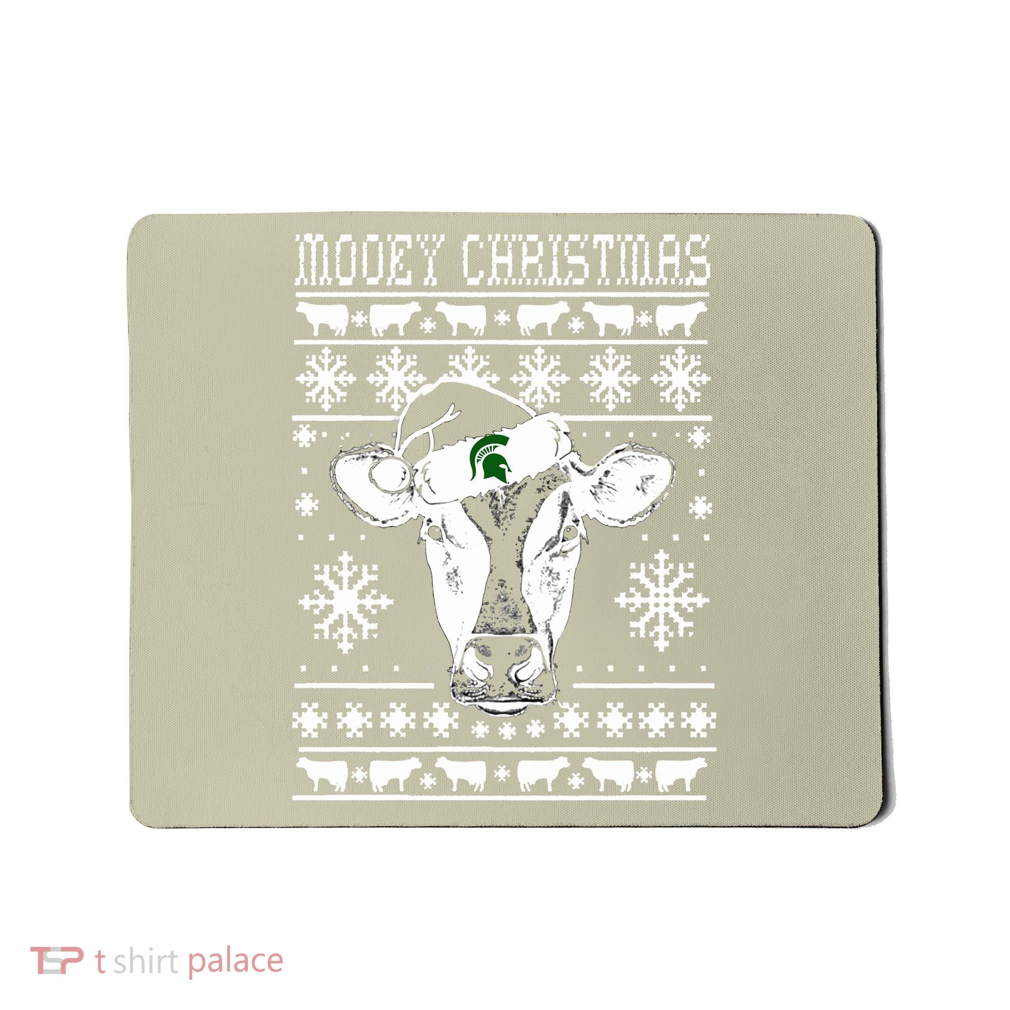 Mooey Christmas Michigan State Farmer Ugle Animals Cow Mousepad