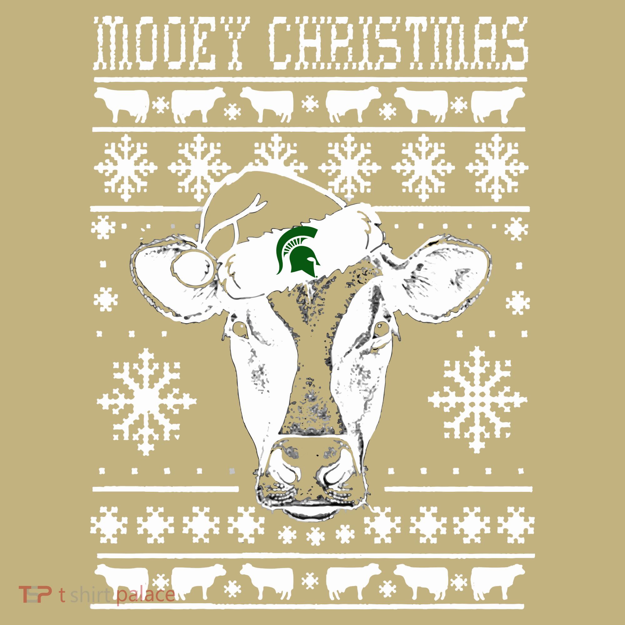 Mooey Christmas Michigan State Farmer Ugle Animals Cow Mousepad