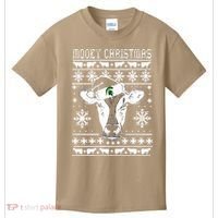 Mooey Christmas Michigan State Farmer Ugle Animals Cow Kids T-Shirt thumb 0