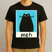 Meh Cat Meow Kitty Cat Lover Japanese Cat Kawaii Anime T-Shirt thumb 3