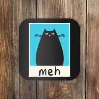 Meh Cat Meow Kitty Cat Lover Japanese Cat Kawaii Anime Coaster thumb 0