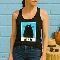 Meh Cat Meow Kitty Cat Lover Japanese Cat Kawaii Anime Women's Tank Top thumb 2